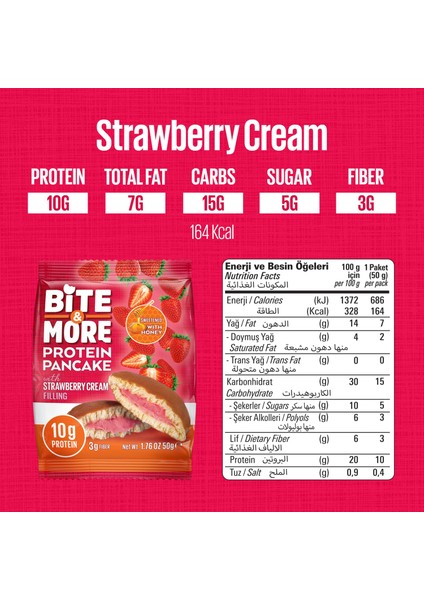 Bite & More Proteinli Pankek Çilekli (50G X12 Adet)