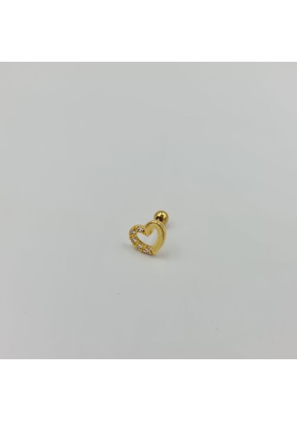 Kalp Taşlı Celik Tragus Helix Kıkırdak Piercing
