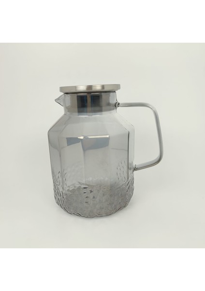 Füme Krom Metal Kapaklı Contalı Süzgeçli Köşeli Borosilikat Sürahi – 1.8 Lt. fiyatları