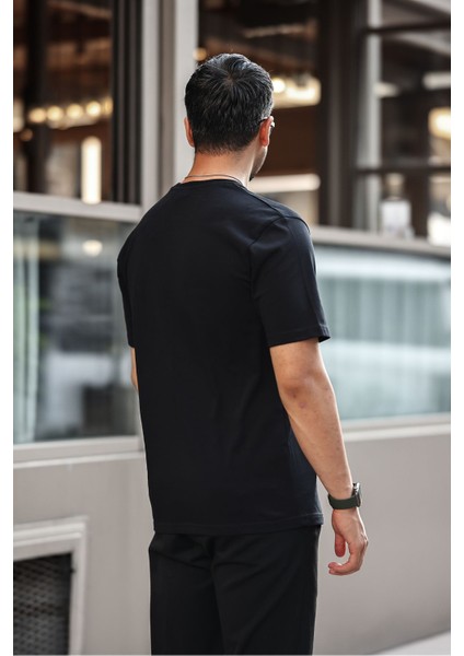 Erkek Basıc Heavy Weıght T-Shırt Kompakt Pamuklu Oversize T-Shirt. Bisiklet Yaka ve Kısa Kollu