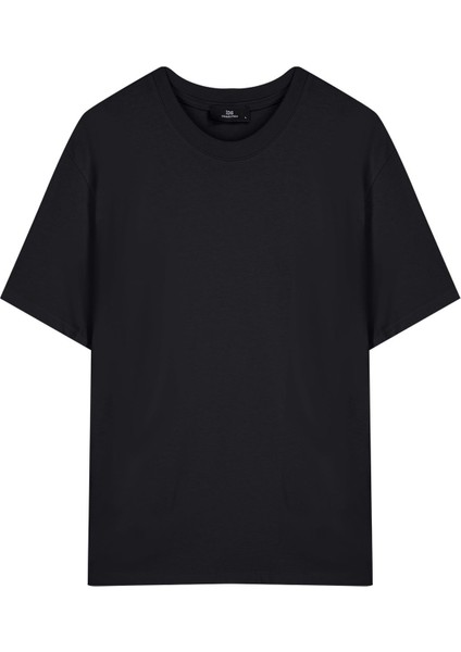 Erkek Basıc Heavy Weıght T-Shırt Kompakt Pamuklu Oversize T-Shirt. Bisiklet Yaka ve Kısa Kollu