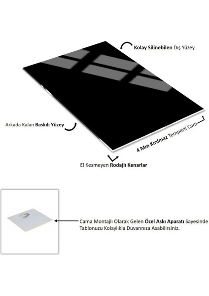 Harikabirev|siyah-Mavi-Kiremit Soyut Abstract Kombin |çerçeveli Cam Tablo 2li Dikey