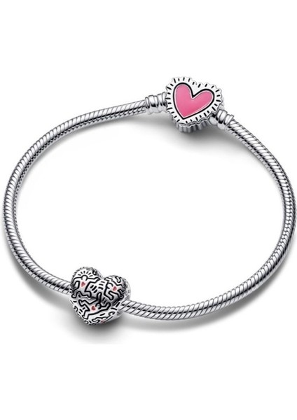 Keith Haring™ x Moments Radiant Heart Zincir Bileklik 925 Ayar Gumus modelleri