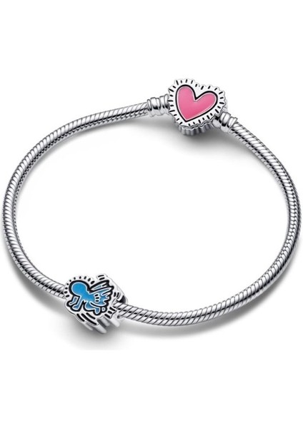 Keith Haring™ x Moments Radiant Heart Zincir Bileklik 925 Ayar Gumus fırsatları