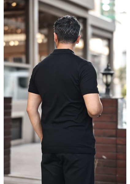 Erkek Viskoz Karışımlı Triko Polo T-Shırt 3 Düğmeli Esnek ve Nefes Alan Kaliteli