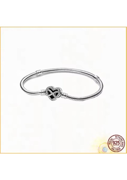 Gümüş Moments Sonsuz Kalp Klipsli Yılan Zincir Bileklik modelleri