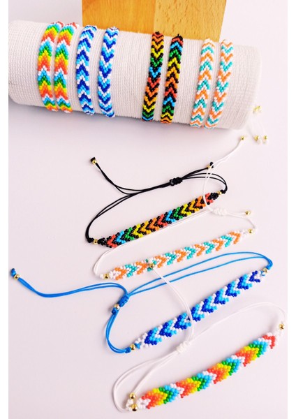 İp Boncuk Örgü Renkli Bileklik - Halhal