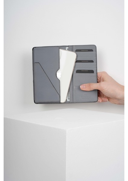 ELEGANT GRİ HAKİKİ DERİ TELEFON CÜZDANI fırsatları