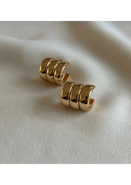 Premium 3’lü Görünümlü Gold Boru Trend Küpe fiyatları