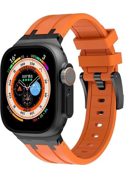 Apple Slikon Saat Kayışı Siyah Turuncu Watch Ultra 9 8 7 6 Se 5 49MM 45 mm 44 mm 42 mm