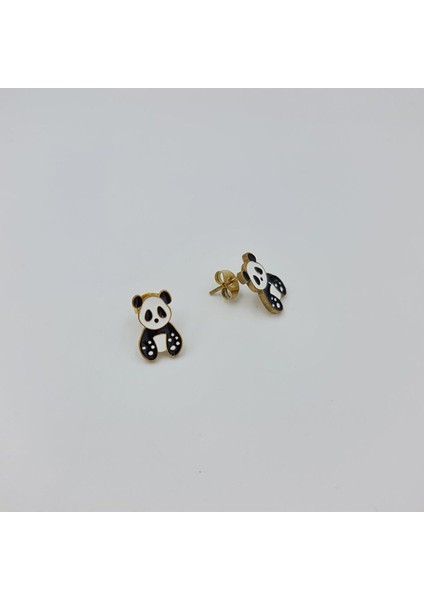 SE Jewellery Panda Çocuk Çelik Küpe Kolye Set