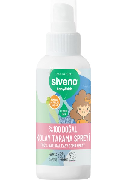 %100 Doğal Kolay Tarama Spreyi Çocuklar İçin Nemlendirici Hindistan Cevizi Yağlı 100 ml