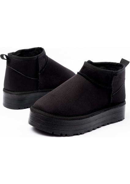 NDR-2850 Siyah Süet Içi Kürklü Kışlık Kapalı Burun Kadın Günlük Terlik indirimleri