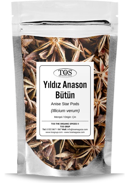 TOS The Organic Spices Yıldız Anason Bütün 250 gr