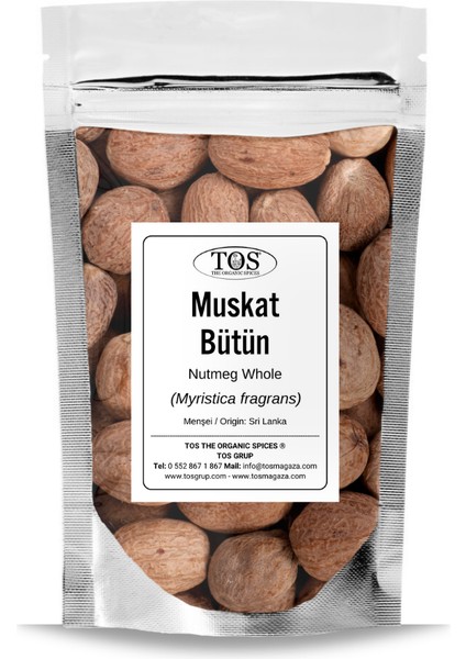 TOS The Organic Spices Muskat Bütün 250 gr