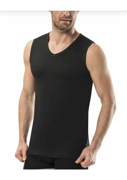 1028 Erkek Ribana Kolsuz V Yaka Atlet 10 Adet
