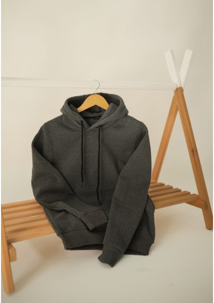 Gri Renkli Kapüşonlu Kanguru Cepli Sweatshirt indirimleri