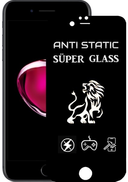 iPhone 7 Plus Tam Kaplayan Anti Statik Dayanıklı Süper Cam Ekran Koruyucu - Siyah