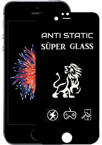 iPhone Se Tam Kaplayan Anti Statik Dayanıklı Süper Cam Ekran Koruyucu - Siyah