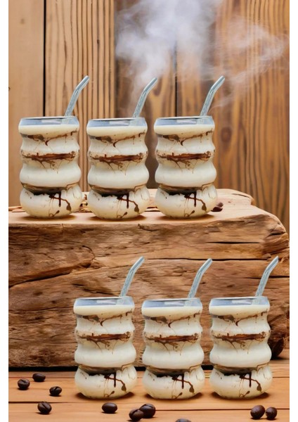 6 Adet Boğumlu Borosilikat Kokteyl Soğuk Sıcak Kahve Meşrubat Bardağı 6 Cam Pipet Hediye 350 ml modelleri