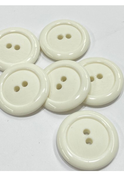 Kaban Mont Düğmesi Italyan Düğme 6 Lı Set Beyaz 3,5 cm (M46690)