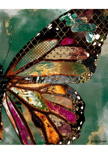 Sevilen Kelebek Kanat Kombini Yeşil Gold Mor |Çerçeveli Cam Tablo 2li Dikey modelleri