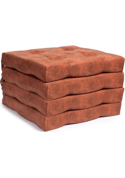 Sandalye Minderi Su Itici Güneşe Dayanaklı Düğmeli Bahçe-Balkon Minder 50x50x8cm 4 Adet
