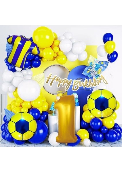 80 Adet Sari Lacivert Beyaz Futbol Topu Forma Balon Seti