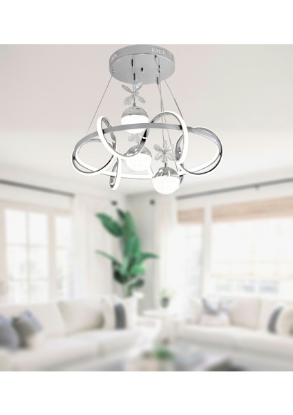 Tt314-3tpl-Kr Tt Aydınlatma ( 3 Renk Işık Modüllü ) Büyük Sarmal Modeli Krom Kaplama Led Avize fiyatları