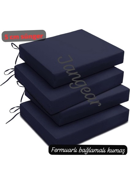 Sandalye Minder 5cm Kalınlık 4adet Lüx[Kesınıkle Çökmez Sünger]Fermuarlı Kumaş Ayrı Yıkanabilir40cm