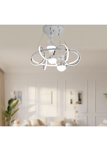 Tt314-3tpl-Kr Tt Aydınlatma ( 3 Renk Işık Modüllü ) Büyük Sarmal Modeli Krom Kaplama Led Avize modelleri