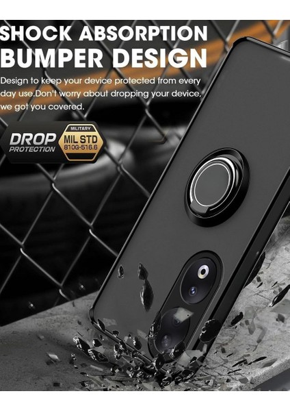 Infinix Zero 30 4G Kılıf Yüzüklü Standlı Extra Darbe Emici Sert Silikon Kapak - Lacivert indirimleri