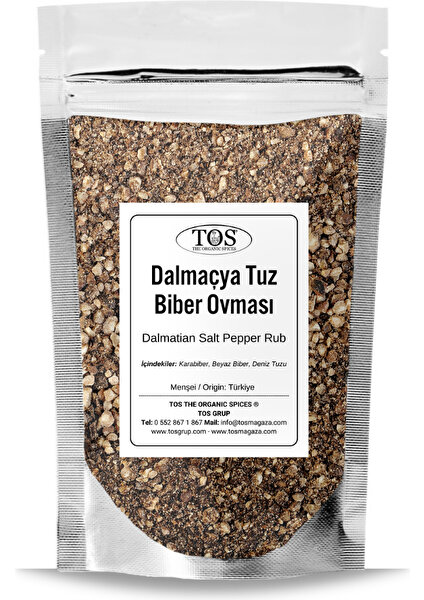 TOS The Organic Spices Dalmaçya Tuz ve Biber Kaburga Ovması 500 gr Dalmatian Salt And Pepper Rib Rub - Premium Quality