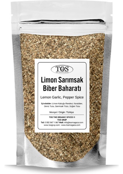 TOS The Organic Spices Limon Sarımsak ve Biber Baharatı 100 gr Lemon Garlic And Pepper Spice - Premium Quality