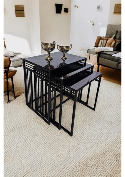 Milano Metal Ayaklı Aynalı Zigon Sehpa