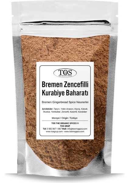 TOS The Organic Spices Bremen Zencefilli Kurabiye Baharatı Neunerlei 100 gr Bremen Gingerbread Spice - Premium Quality