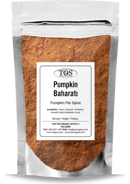 TOS The Organic Spices Pumpkin Baharatı 100 gr Pumpkin Spice Blend - Premium Quality | Baharat Karışımı | Sonbahar Lezzeti