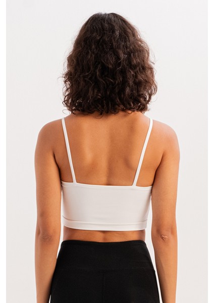 Ince Askılı Hafif Destekli Çıkarılabilir Pedli Bra Beyaz Kadın Sporcu Sütyeni - Spica fiyatları