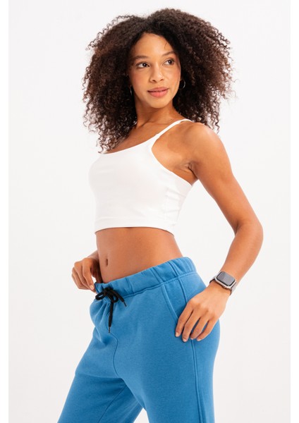 Ince Askılı Hafif Destekli Çıkarılabilir Pedli Bra Beyaz Kadın Sporcu Sütyeni - Spica indirimleri