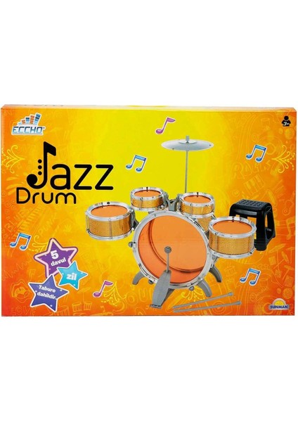 1080080 Sunman Eccho, Davul Set - Jazz Drum / 5 Adet Davul, Zil ve Tabure / +3 Yaş