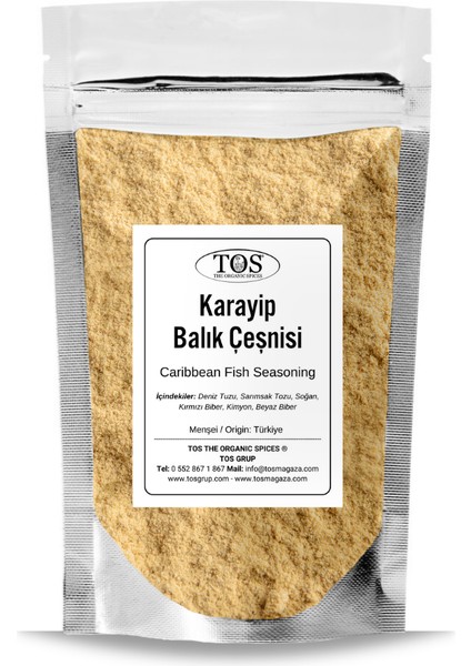 TOS The Organic Spices Karayip Balık Çeşnisi 500 gr Caribbean Fish Seasoning - Premium Quality | Baharat Karışımı