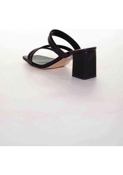 4 Bant Asimetrik Kadın Topuklu Terlik Siyah fırsatları