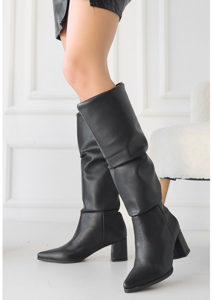 Pitay Siyah Cilt Topuklu Çizme fiyatları