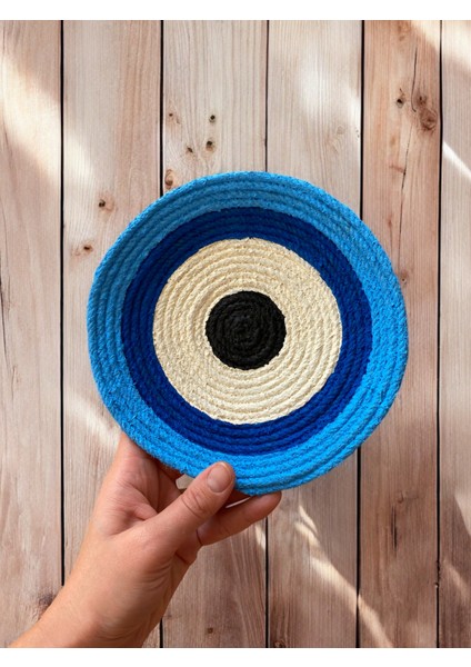 Nazar Boncuğu El Yapımı Hasır Duvar Tabağı Seti