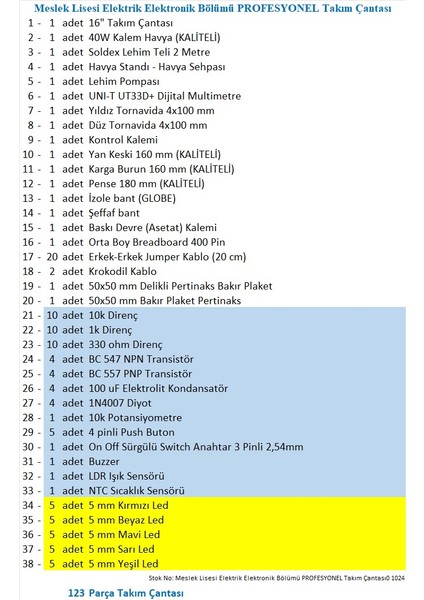 16 Inc Elektrik Elektronik Bölümü Profesyonel Takım Çantası fiyatları
