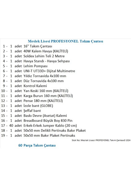 16 Inc Profesyonel Takım Çantası fiyatları