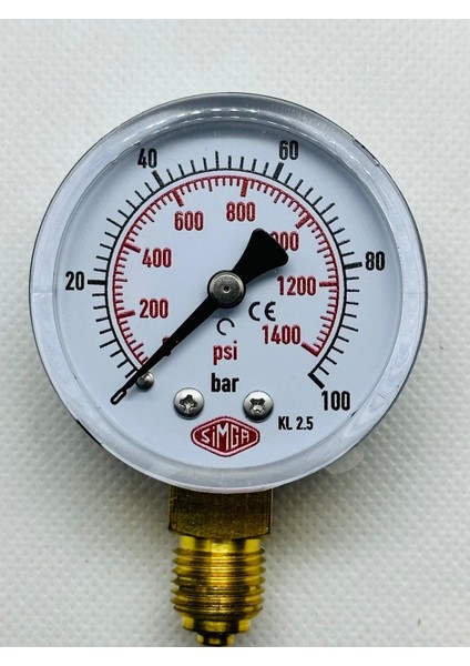 Q 52 - 0 - 100 Bar 1/4 Alt Çıkışlı Kuru Tip Manometre