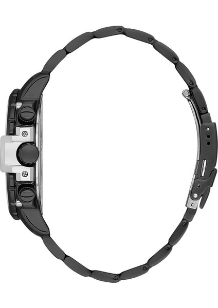 DK.1.10565.10 Siyah Çelik Kordonlu Chronograph Fosforlu Erkek Kol Saati
