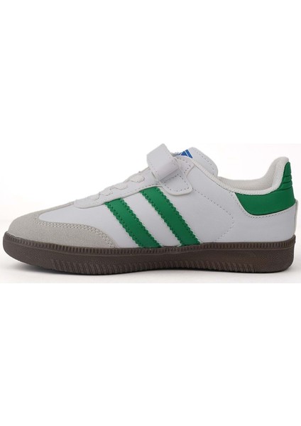 Samba Beyaz Yeşil Cırtlı Ortopedik Erkek Çocuk Sneaker Spor Ayakkabı