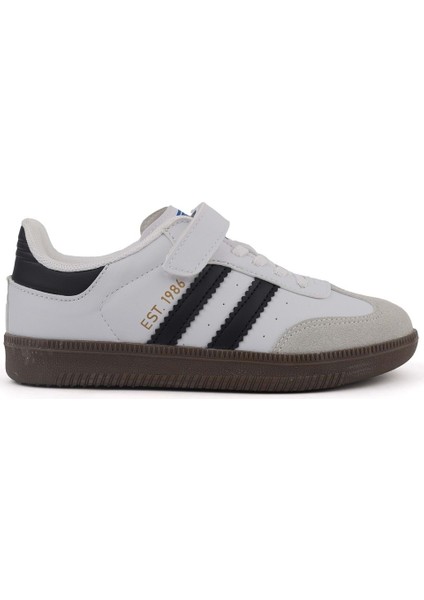 Samba Beyaz Siyah Cırtlı Ortopedik Erkek Çocuk Sneaker Spor Ayakkabı